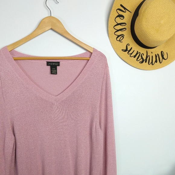Lane Bryant Pink Metallic V Neck Sweater 18 20 - Picture 3 of 7